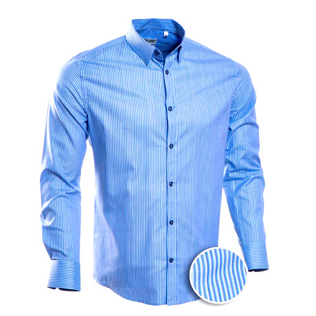Striped Slim Fit Button-Up // Royal (S)