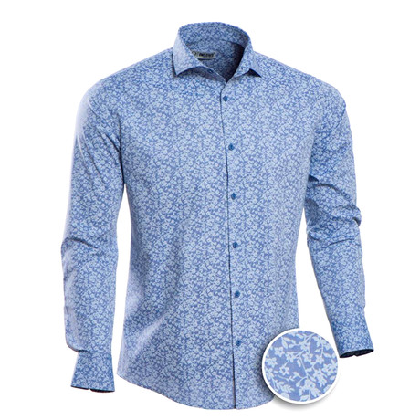 Daniel Patterned Slim Fit Button Up Shirt // Blue (S)