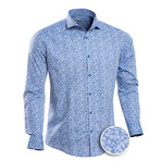 Daniel Patterned Slim Fit Button Up Shirt // Blue (L)