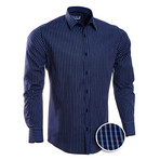 Checkered Slim Fit Button-Up // Navy (L)