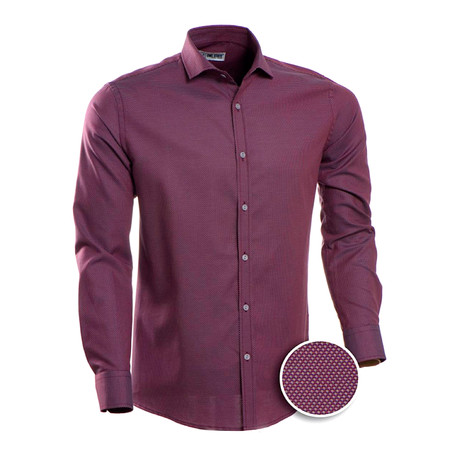 Patterned Slim Fit Button-Up // Maroon (S)