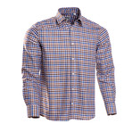 Checkered Regular Fit Button-Up // Brown + Blue (S)