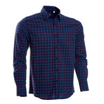 Ramsey Checkered Regular Fit Button Up Shirt // Dark Blue (M)