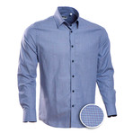 Checkered Regular Fit Button Up // Pale Blue + Purple (XL)