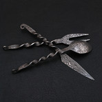 Damascus Medieval Cutlery Feasting Set // 3Pcs // 9710