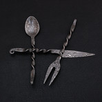 Damascus Medieval Cutlery Feasting Set // 3Pcs // 9710