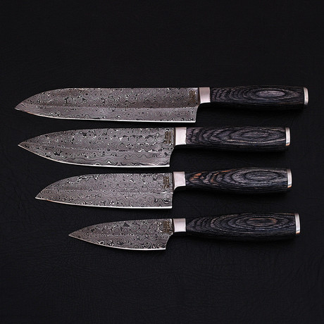 Damascus Professional Chef Knife Set // 4 Piece // 9714