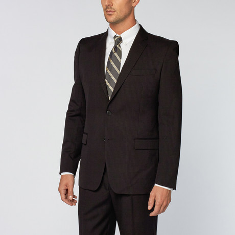 Versace Collection // Shadow Pinstripe Suit // Black (Euro: 46R)