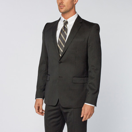 Versace Collection // Pinstripe Texture Suit // Black (Euro: 46R)