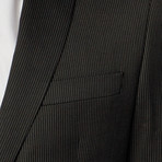 Versace Collection // Pinstripe Texture Suit // Black (Euro: 46)