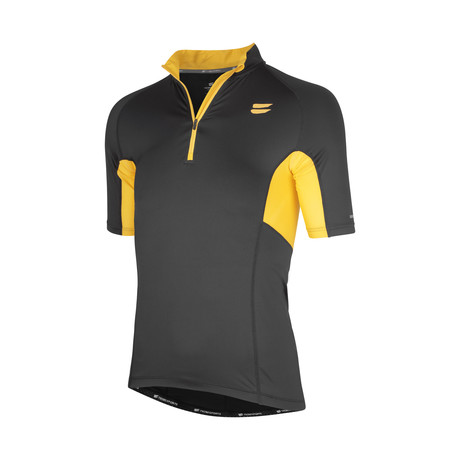 Short Sleeve Performance Cycling Jersey // Black + Yellow (XS)