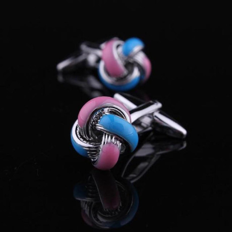 Exclusive Cufflinks + Gift Box // Blue + Pink Knots (OS)