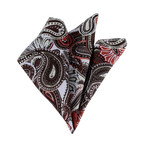 Paisley Silk Handkerchief // White + Brown + Red