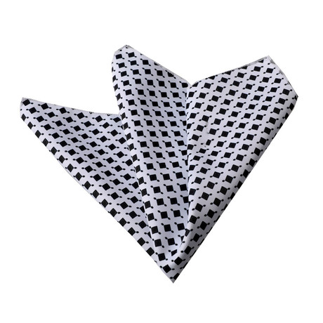 Silk Handkerchief // White + Black Squares