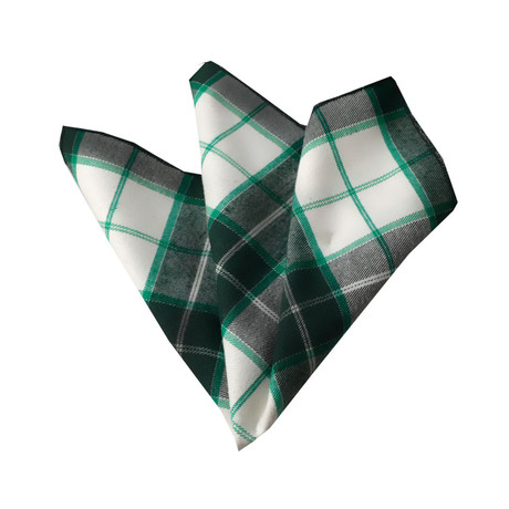 Plaid Silk Handkerchief // Green + White