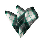 Plaid Silk Handkerchief // Green + White