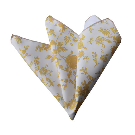 Paisley Silk Handkerchief // White + Gold