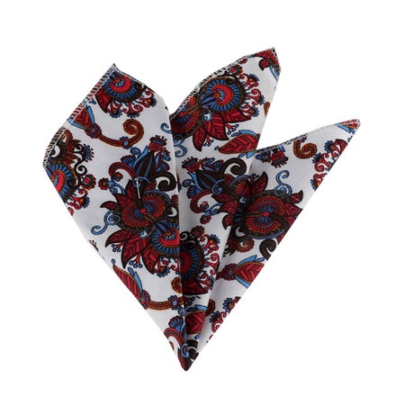 Paisley Silk Handkerchief // Red + White + Blue