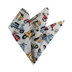 Moped Silk Handkerchief // White + Multicolor