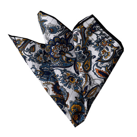 Patterned Silk Handkerchief // White + Multicolor