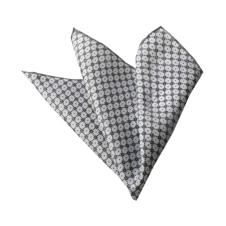 Silk Handkerchief // White + Small Black Squares