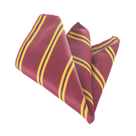 Silk Handkerchief // Burgundy + Yellow Lines