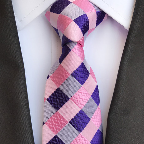 Conrad Silk Tie // Pink + Blue Checkered