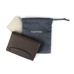 Pebbled Envelope Card Holder Wallet // Brown