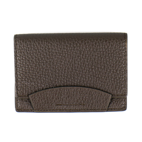 Pebbled Envelope Card Holder Wallet // Brown