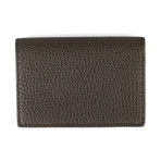 Pebbled Envelope Card Holder Wallet // Brown