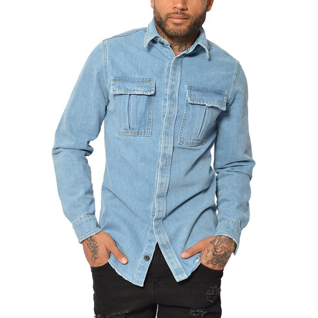 Blessio Denim Shirt // Washed Light Blue (XS)