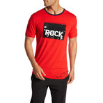 Rock Printed T-Shirt // Red (L)