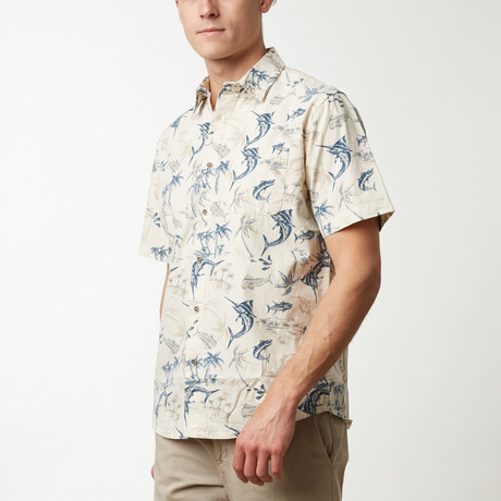 Swordfish Printed Shirt // Natural (S)