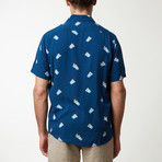 Coffee Printed Shirt // Blue (XL)