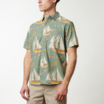 Sailboat Printed Shirt // Green (M)