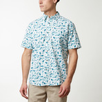 Whale Printed Shirt // Aqua (S)