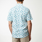 Whale Printed Shirt // Aqua (S)