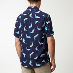 Dolphin Printed Shirt // Navy (L)