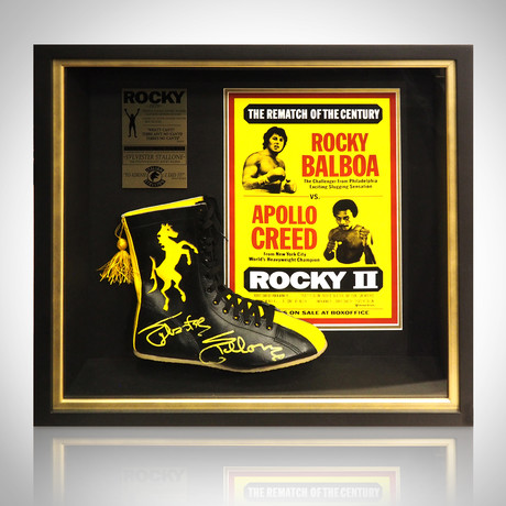 Rocky // Sylvester Stallone Signed Boot Prop // Custom Shadow Box