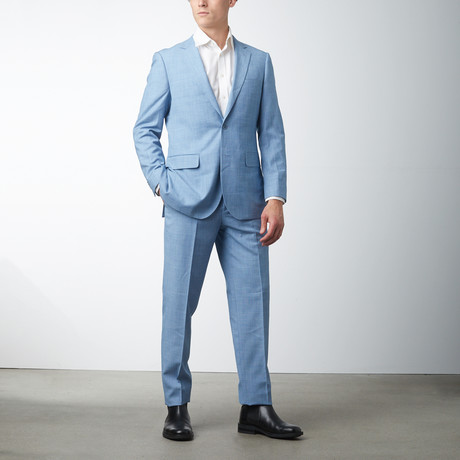 Modern Fit Sharkskin Suit // Lite Blue (US: 38S)
