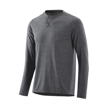 Activewear Avatar Round Neck L/S Top // Black + Marle (Small)