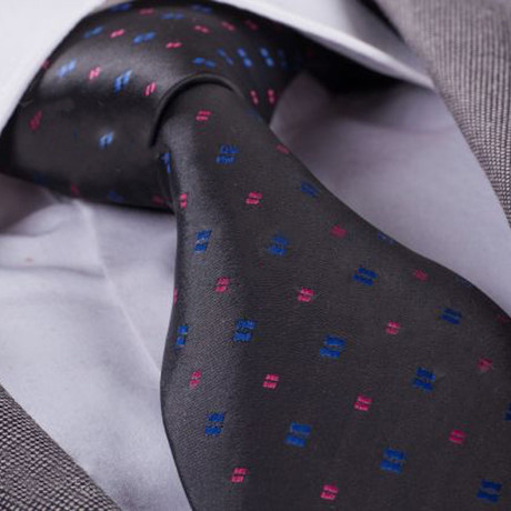 Dotted Silk Neck Tie // Black + Red + Blue