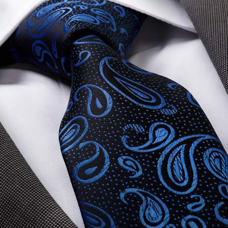 Silk Neck Tie // Blue + Black