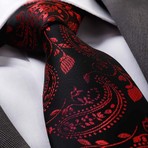 Floral Paisley Silk Neck Tie // Rose Red + Black