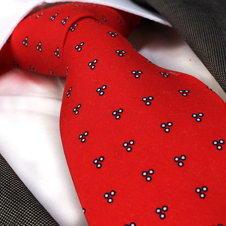 Silk Neck Tie // Cherry Red + White + Black