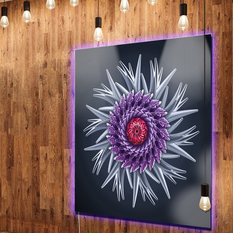 Purple Abstract 3D Flower on Black Flowers
