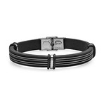 Black Rubber + Stainless Steel Wire Bracelet