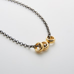 Gold 3 Ring Pendant + Gunmetal Chain