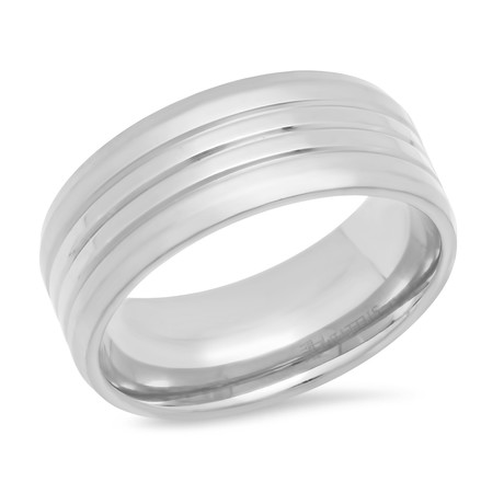 Stainless Steel Matte + Shine Band Ring (Size 9)