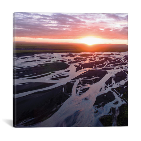 Midnight Sun On The River, Iceland // Matteo Colombo (18"W x 18"H x 0.75"D)